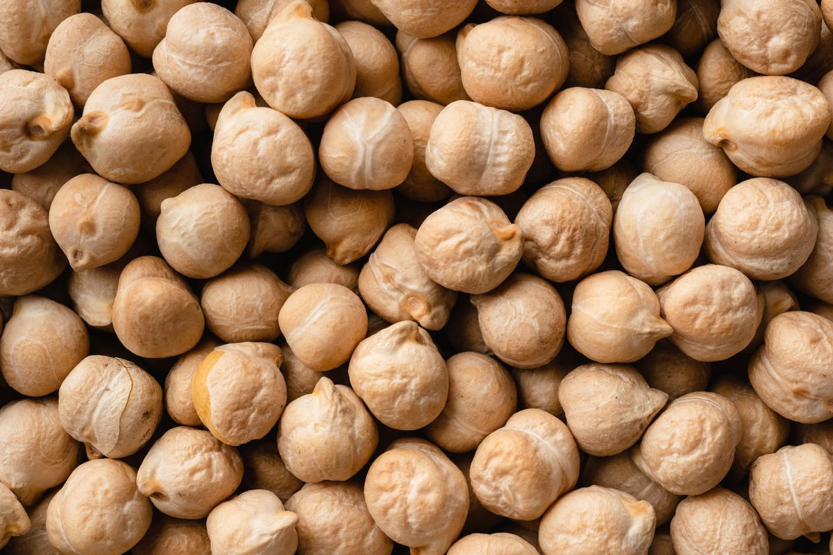Close-up of raw chickpeas