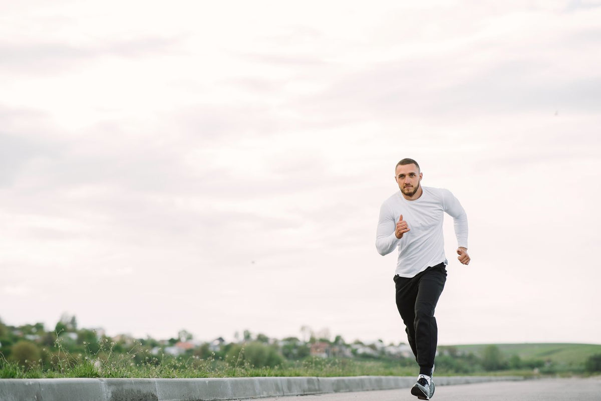 A man running on an open road