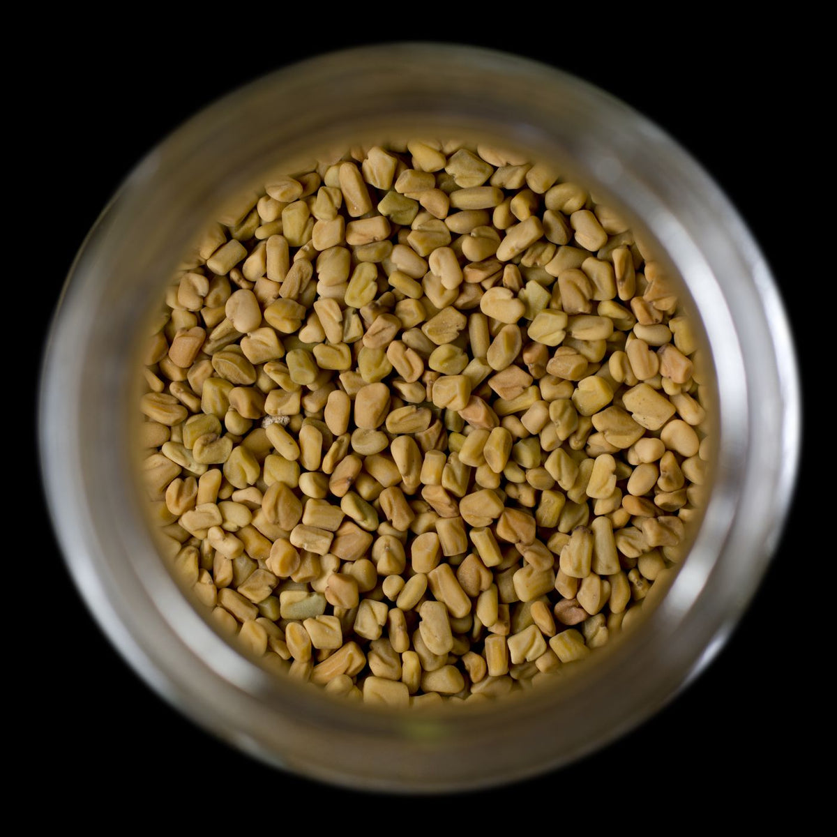 Methi (fenugreek) seeds in a glass jar