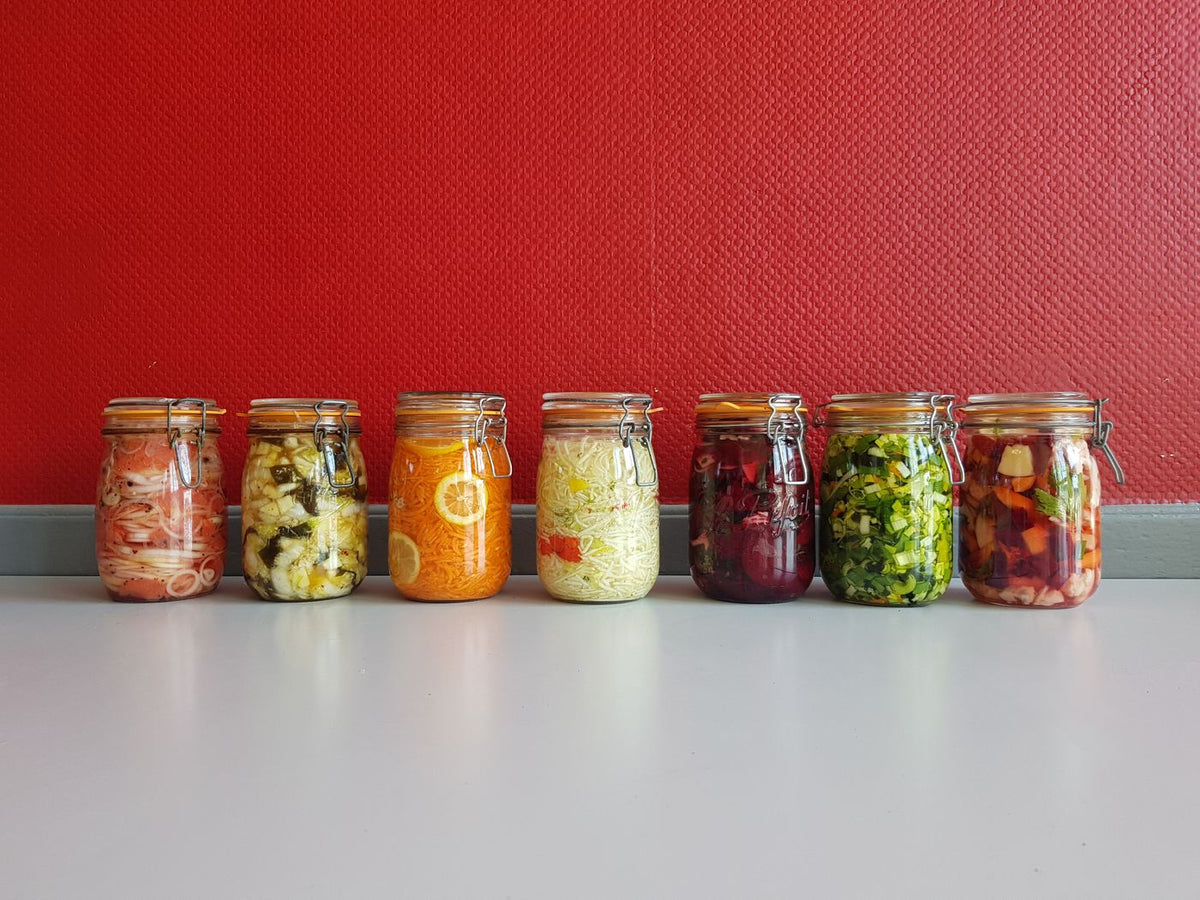 Jars of fermented vegetables
